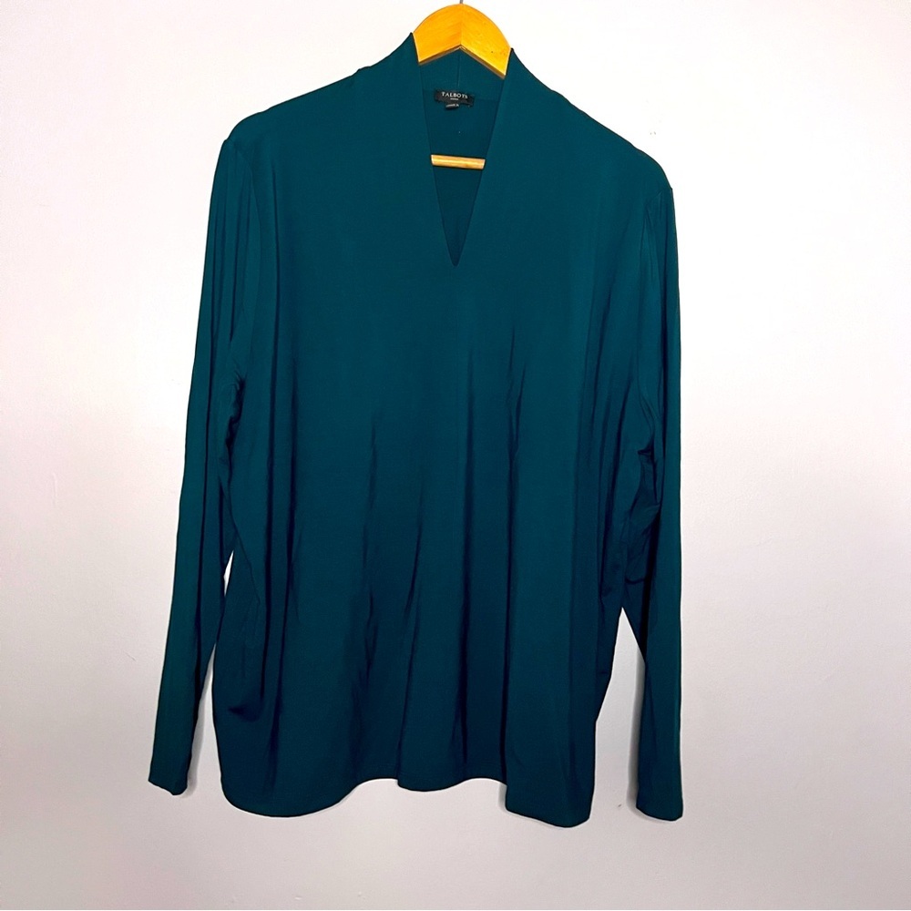 Talbots NWOT Women’s Hunter Green Very Soft V-Neck Top Size 2X in EUC